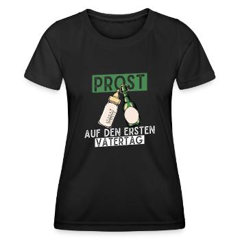 Prost Auf Den Ersten Vatertag mit Bier und - Frauen Funktions-T-Shirt - Schwarz - Vorne - AI Model Female 172 light (172cm)