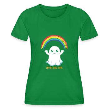 You're Bootiful Geist Regenbogen Gespenst - Frauen Funktions-T-Shirt - Kelly Green - Vorne - AI Model Female 172 dark (172cm)
