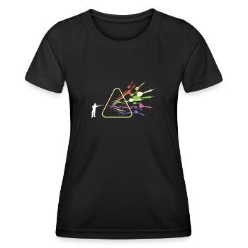 Dart Prisma Regenbogen Licht Lustig Physik - Frauen Funktions-T-Shirt - Schwarz - Vorne - AI Model Female 172 light (172cm)
