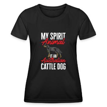 Australian Cattle Dog Red Blue Heeler - Women's Functional T-Shirt - black - Front - AI Model Female 172 light (172cm)