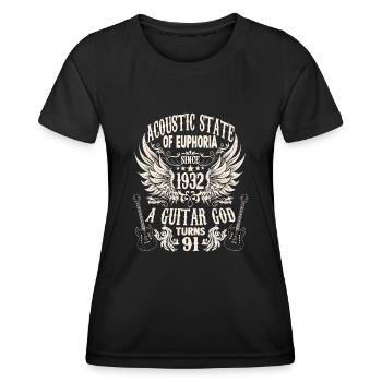 guitarists birthday saying vintage 1932 91 - Women's Functional T-Shirt - black - Front - AI Model Female 172 light (172cm)
