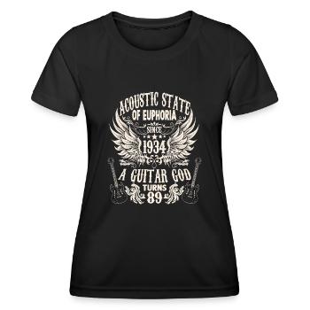 hobby musician guitarist birthday 1934 - Frauen Funktions-T-Shirt - Schwarz - Vorne - AI Model Female 172 light (172cm)