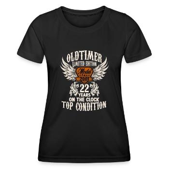 Tenue d’anniversaire de 22 ans pour les fans de voitures classiques - T-shirt sport Femme - noir - Devant - AI Model Female 172 light (172cm)