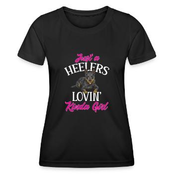 Bouvier australien Red Blue Heeler - T-shirt sport Femme - noir - Devant - AI Model Female 172 light (172cm)