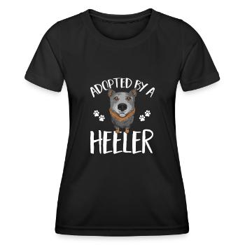 Bouvier australien chien rouge bleu talon - T-shirt sport Femme - noir - Devant - AI Model Female 172 light (172cm)