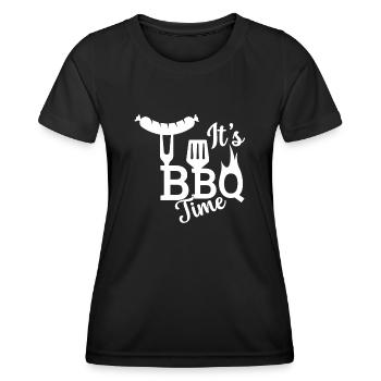 It's BBQ Time Smoker Barbecue Grilling - Frauen Funktions-T-Shirt - Schwarz - Vorne - AI Model Female 172 light (172cm)