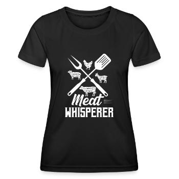 Meat Whisperer Grilling BBQ Smoker - Frauen Funktions-T-Shirt - Schwarz - Vorne - AI Model Female 172 light (172cm)