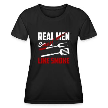 Les vrais hommes sentent la fumée Smoker BBQ Grilling - T-shirt sport Femme - noir - Devant - AI Model Female 172 light (172cm)