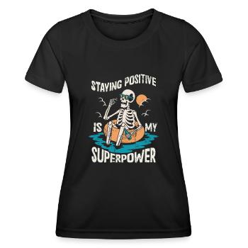 Rester positif est mon superpouvoir - T-shirt sport Femme - noir - Devant - AI Model Female 172 light (172cm)
