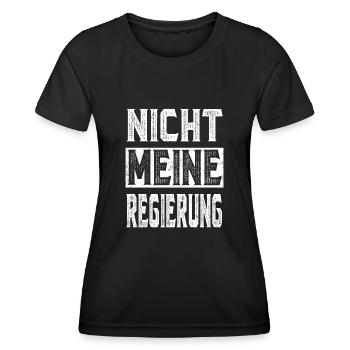 Nicht Meine Regierung - Protest Demo Shirt - Frauen Funktions-T-Shirt - Schwarz - Vorne - AI Model Female 172 light (172cm)