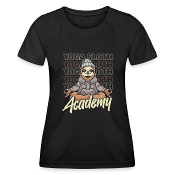Académie de paresseux Yoga paresseux - T-shirt sport Femme - noir - Devant - AI Model Female 172 light (172cm)