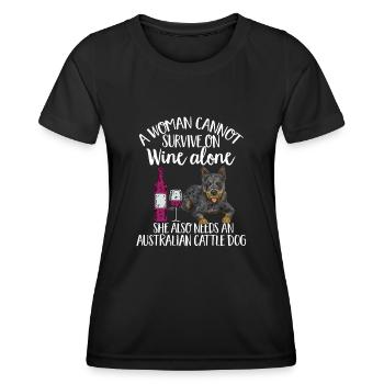 Australian Cattle Dog Red Blue Heeler - Frauen Funktions-T-Shirt - Schwarz - Vorne - AI Model Female 172 light (172cm)