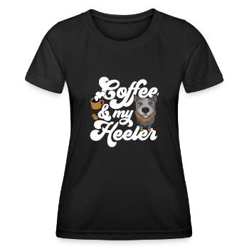 Bouvier australien chien rouge bleu talon - T-shirt sport Femme - noir - Devant - AI Model Female 172 light (172cm)