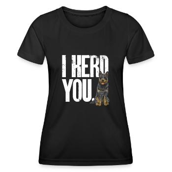 Bouvier australien chien rouge bleu talon - T-shirt sport Femme - noir - Devant - AI Model Female 172 light (172cm)