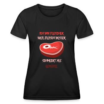Fleischer weil Fleisch besser schmeckt als Gemüsse - Frauen Funktions-T-Shirt - Schwarz - Vorne - AI Model Female 172 light (172cm)