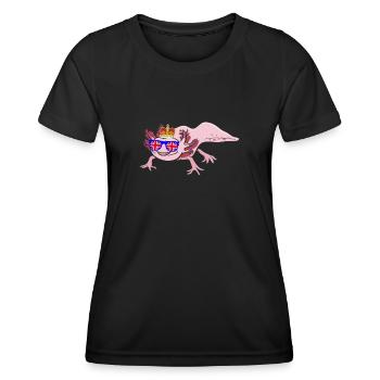 Axolotl Reine Elizabeth II Couronne britannique - T-shirt sport Femme - noir - Devant - AI Model Female 172 light (172cm)
