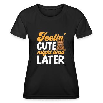 Bouvier australien Red Blue Heeler - T-shirt sport Femme - noir - Devant - AI Model Female 172 light (172cm)