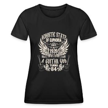 guitarists birthday saying vintage 1939 84 - Women's Functional T-Shirt - black - Front - AI Model Female 172 light (172cm)