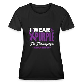 I wear purple for awareness - Women's Functional T-Shirt - black - Front - AI Model Female 172 light (172cm)
