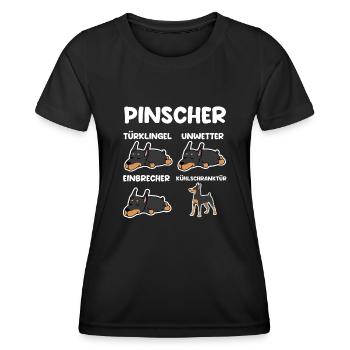 Hund Pinscher - Frauen Funktions-T-Shirt - Schwarz - Vorne - AI Model Female 172 light (172cm)