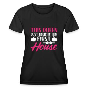 La reine achète un propriétaire de maison - T-shirt sport Femme - noir - Devant - AI Model Female 172 light (172cm)