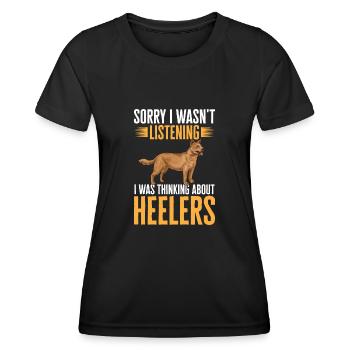 Bouvier australien Red Blue Heeler - T-shirt sport Femme - noir - Devant - AI Model Female 172 light (172cm)