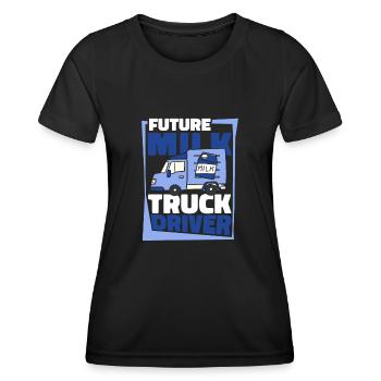 Camion de lait de vache Chauffeur de lait - T-shirt sport Femme - noir - Devant - AI Model Female 172 light (172cm)