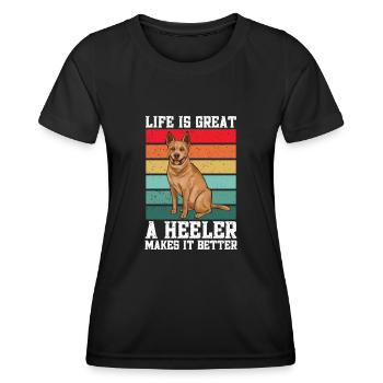 Australian Cattle Dog Red Blue Heeler - Women's Functional T-Shirt - black - Front - AI Model Female 172 light (172cm)