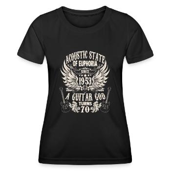 guitarists birthday 1953 vintage 70 years - Women's Functional T-Shirt - black - Front - AI Model Female 172 light (172cm)