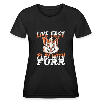 Furry Fandom Fursuits - Women's Functional T-Shirt - black - Front - AI Model Female 172 light (172cm)