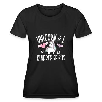 Vintage Rainbow Unicorn & I - Close Buddies Spirit - T-shirt sport Femme - noir - Devant - AI Model Female 172 light (172cm)