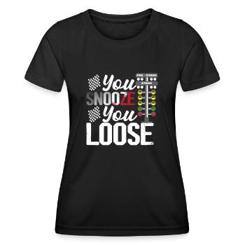 You Snooze You Loose Drag Racer Muscle Car - Frauen Funktions-T-Shirt - Schwarz - Vorne - AI Model Female 172 light (172cm)