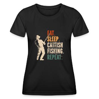 Pêche au poisson-chat Pêcheurs à la ligne - T-shirt sport Femme - noir - Devant - AI Model Female 172 light (172cm)