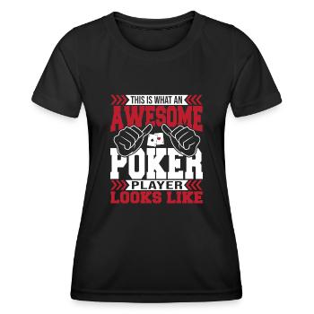 Jeu de cartes à jouer Cartes Flop Awesome Poker Player - T-shirt sport Femme - noir - Devant - AI Model Female 172 light (172cm)
