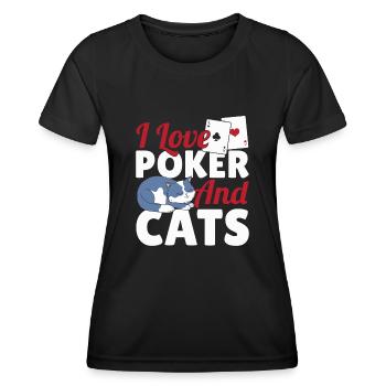 J’adore le poker et les chats Aces Spades Bluffing Texas H - T-shirt sport Femme - noir - Devant - AI Model Female 172 light (172cm)