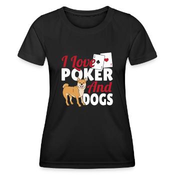 Game Card Texas Hold'em I Love Poker And Dogs - Women's Functional T-Shirt - black - Front - AI Model Female 172 light (172cm)