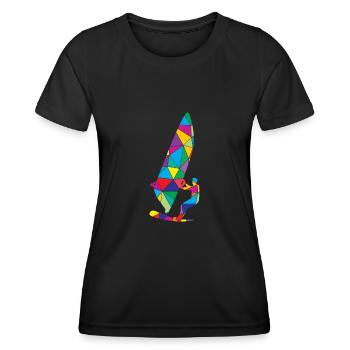 Low Poly Windsurfing Polygon Windsurfing - T-shirt sport Femme - noir - Devant - AI Model Female 172 light (172cm)