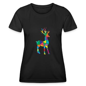 Deer Polygon Deer Wild Animal - Women's Functional T-Shirt - black - Front - AI Model Female 172 light (172cm)