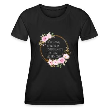Wie eine Ninja-Hausfrau - Frauen Funktions-T-Shirt - Schwarz - Vorne - AI Model Female 172 light (172cm)