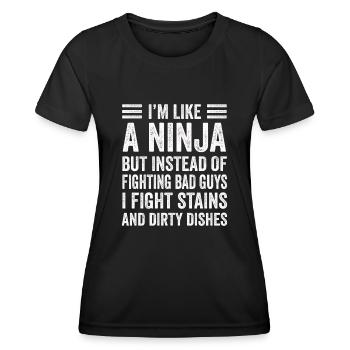Comme une femme au foyer ninja - T-shirt sport Femme - noir - Devant - AI Model Female 172 light (172cm)