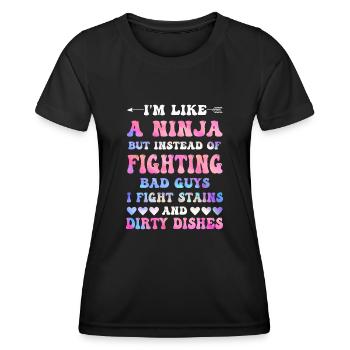 Comme une femme au foyer ninja - T-shirt sport Femme - noir - Devant - AI Model Female 172 light (172cm)