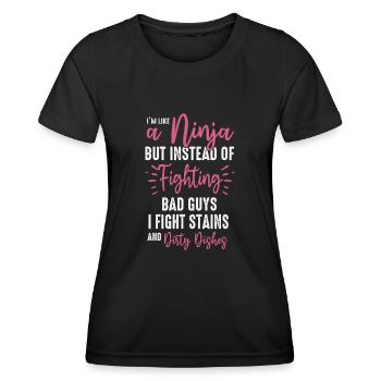 Comme une femme au foyer ninja - T-shirt sport Femme - noir - Devant - AI Model Female 172 light (172cm)