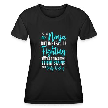 Comme une femme au foyer ninja - T-shirt sport Femme - noir - Devant - AI Model Female 172 light (172cm)