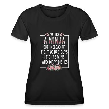Comme une femme au foyer ninja - T-shirt sport Femme - noir - Devant - AI Model Female 172 light (172cm)