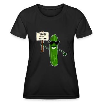 Gurke mit Sonnenbrille Gurken - Frauen Funktions-T-Shirt - Schwarz - Vorne - AI Model Female 172 light (172cm)