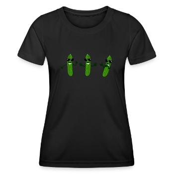 Gurken mit Sonnenbrille Gurke - Frauen Funktions-T-Shirt - Schwarz - Vorne - AI Model Female 172 light (172cm)
