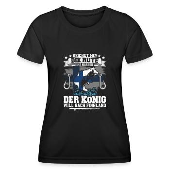 Reichet Mir Die Rute Der König Will Nach Finnland - Frauen Funktions-T-Shirt - Schwarz - Vorne - AI Model Female 172 light (172cm)