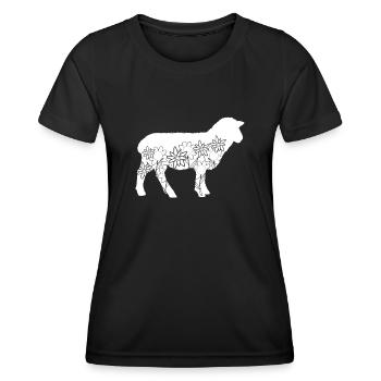 Schaf Blumen Schafe Blüten Schäfchen - Frauen Funktions-T-Shirt - Schwarz - Vorne - AI Model Female 172 light (172cm)