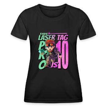 Endlich 10 Jahre Alt – Lasertag Geburtstag - Frauen Funktions-T-Shirt - Schwarz - Vorne - AI Model Female 172 light (172cm)