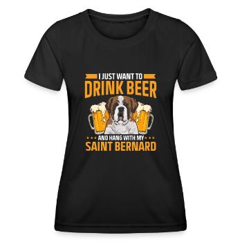 St. Bernard St. Bernard Dog Dog - Women's Functional T-Shirt - black - Front - AI Model Female 172 light (172cm)